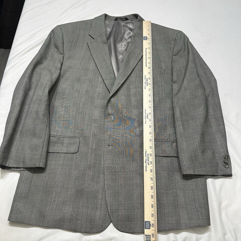 Jos. A. Bank Gray Check Wool Men's Blazer 48 Regular Single-Breasted Two-Button - Picture 9 of 15